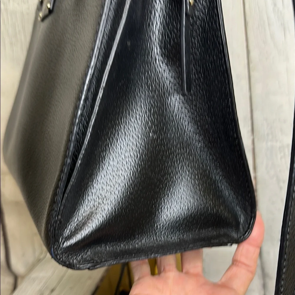 Kate Spade Leather Black Satchel with crossbody strap Gold Hardware